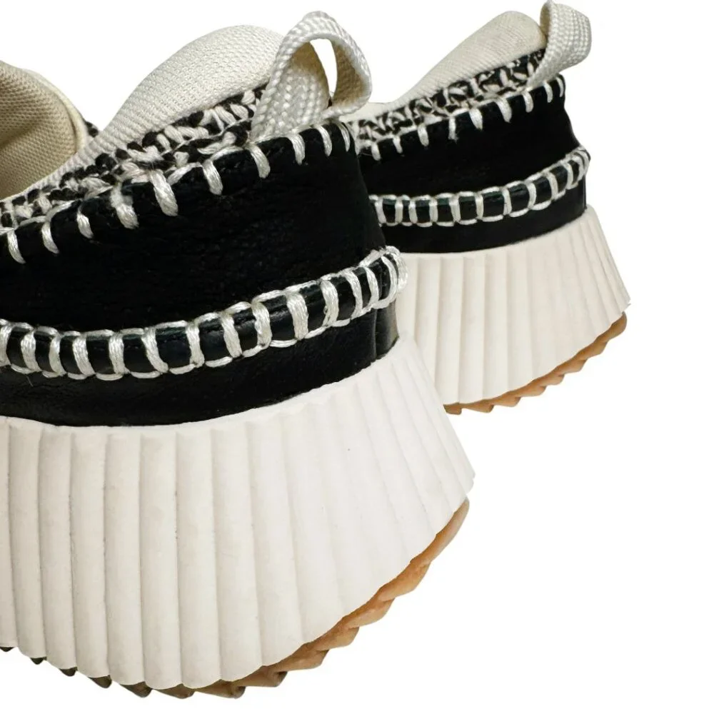 DOLCE VITA DOLAN WHITE BLACK SNEAKERS KNIT SUEDE LACE UP MODERN ELEVATED 9 - Picture 3 of 7
